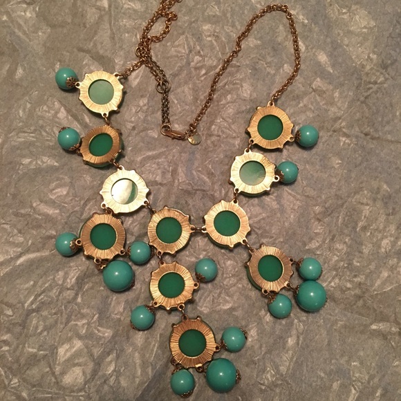 EUC J Crew Teal Blue Bubble Chunky Bib Necklace - Picture 3 of 4